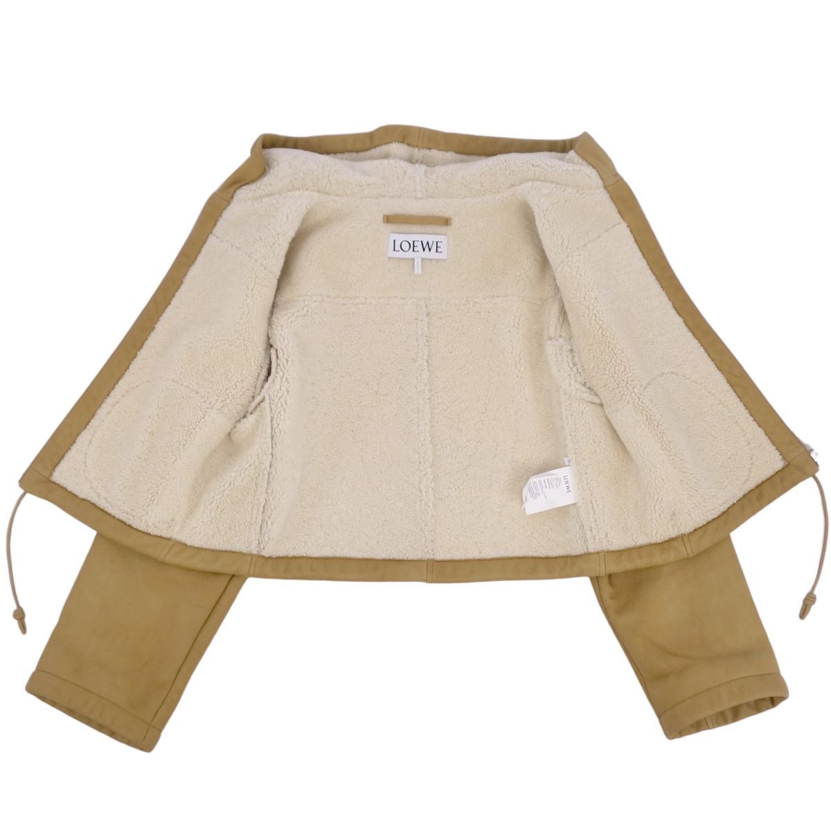 美品 ロエベ LOEWE ムートンジャケット シアリング ショート丈 フード  