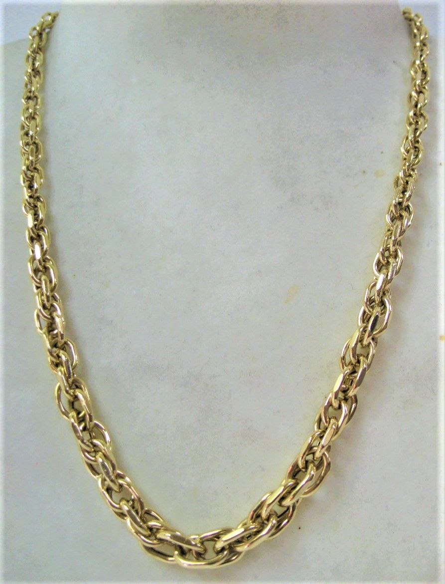 K18 18金3連 編み込みチェーン グラデーション ボリュームのある  