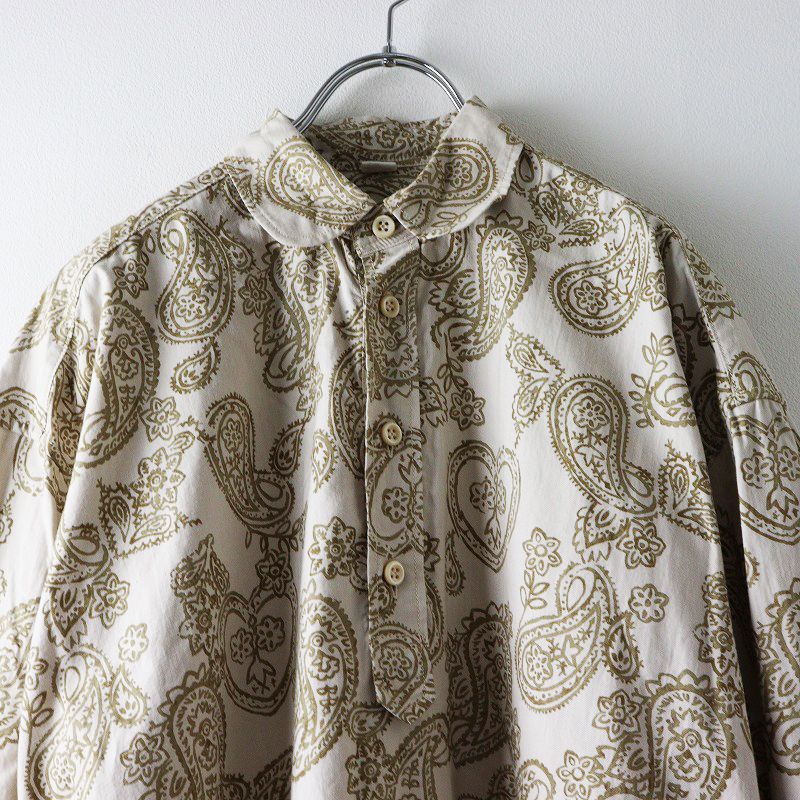  45 R rpm フォーティファイブアール 504オックスペイズリープリントのシャツドレス ベージュ 丸襟 ワンピース コットン その他 その他