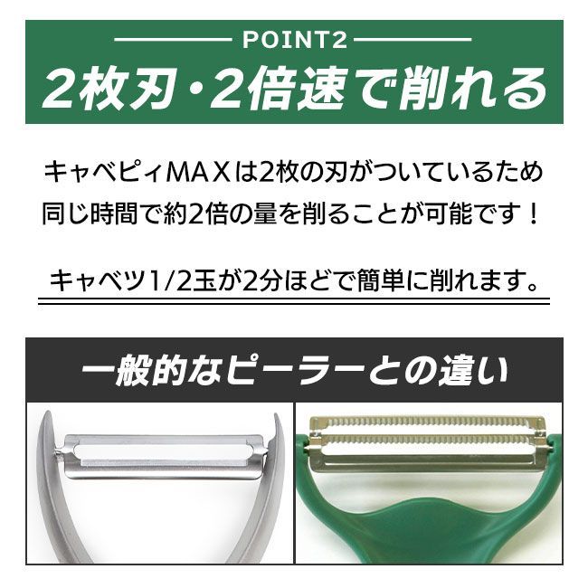 ピーラー キャベピィMAX ののじ スライサー 2枚刃 キッチン 時短 キャベツ 千切り 野菜 CBP-04G 定形外郵便発送【△規格内】/キャベピィMAX