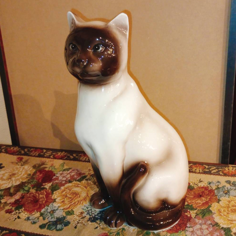 シャム猫 猫の置物 オブジェ 陶製 インテリア