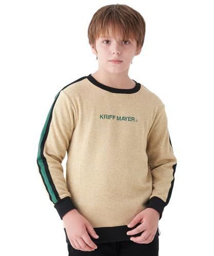 130_ベージュ [クリフメイヤー] もくもく 袖 ライン クルー スウェット キッズ ジュニア 子供服 男女兼用 130 ベージュ