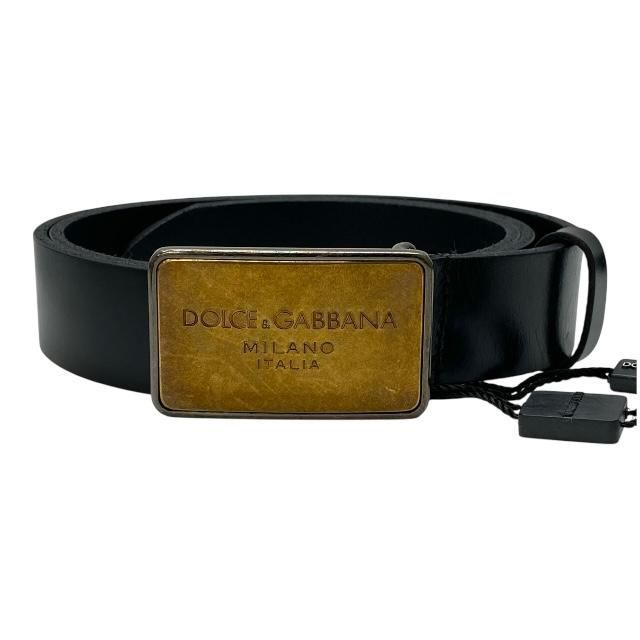DOLCE-GABBANA ドルチェ-ガッバーナ ドルガバ ベルト アクセサリー 小物 ロゴプレート レザー ブラック サイズ 90