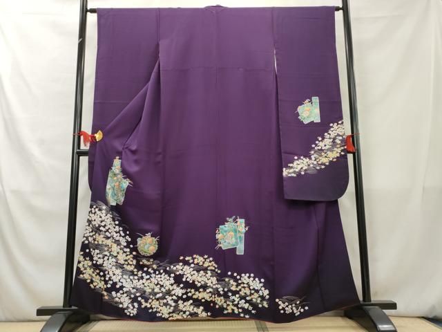 平和屋着物▽豪華振袖 雪輪立波花文 金銀彩 正絹 逸品