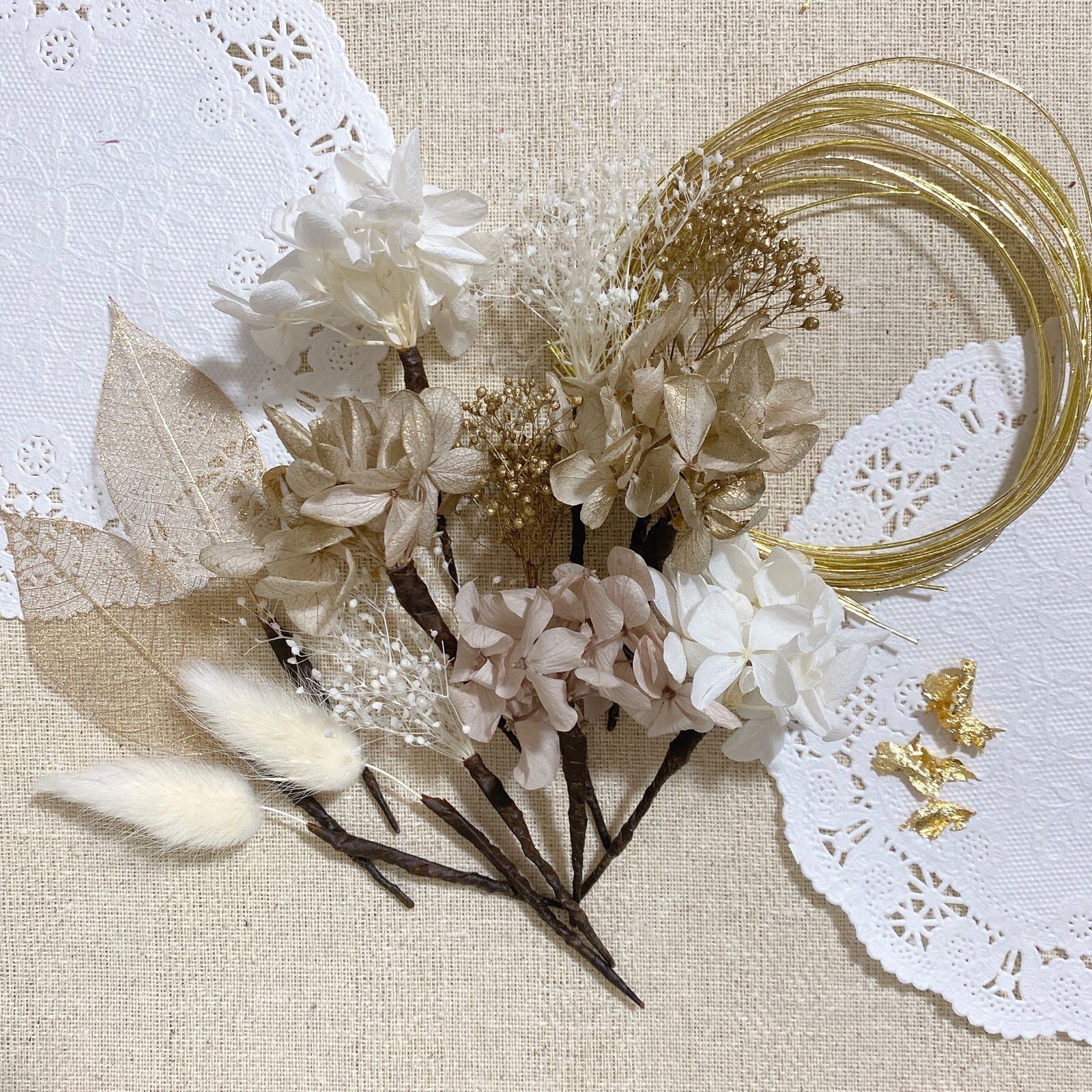 ホワイトゴールド髪飾り♡お花髪飾り全てset♡金箔シート付 ブルー 水色 ホワイト ゴールド 成人式振袖髪飾り 卒業式 袴