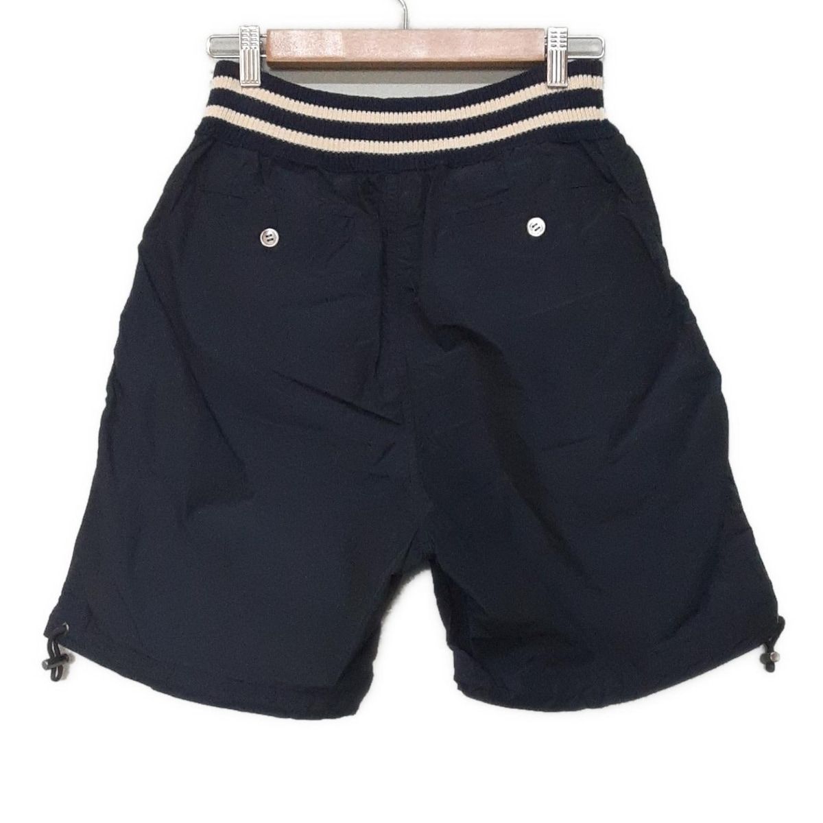 Sacai サカイ ハーフパンツ サイズ2 M レディース - 11-00142 ネイビー×ベージュ 一部ボーダー ウエストゴム