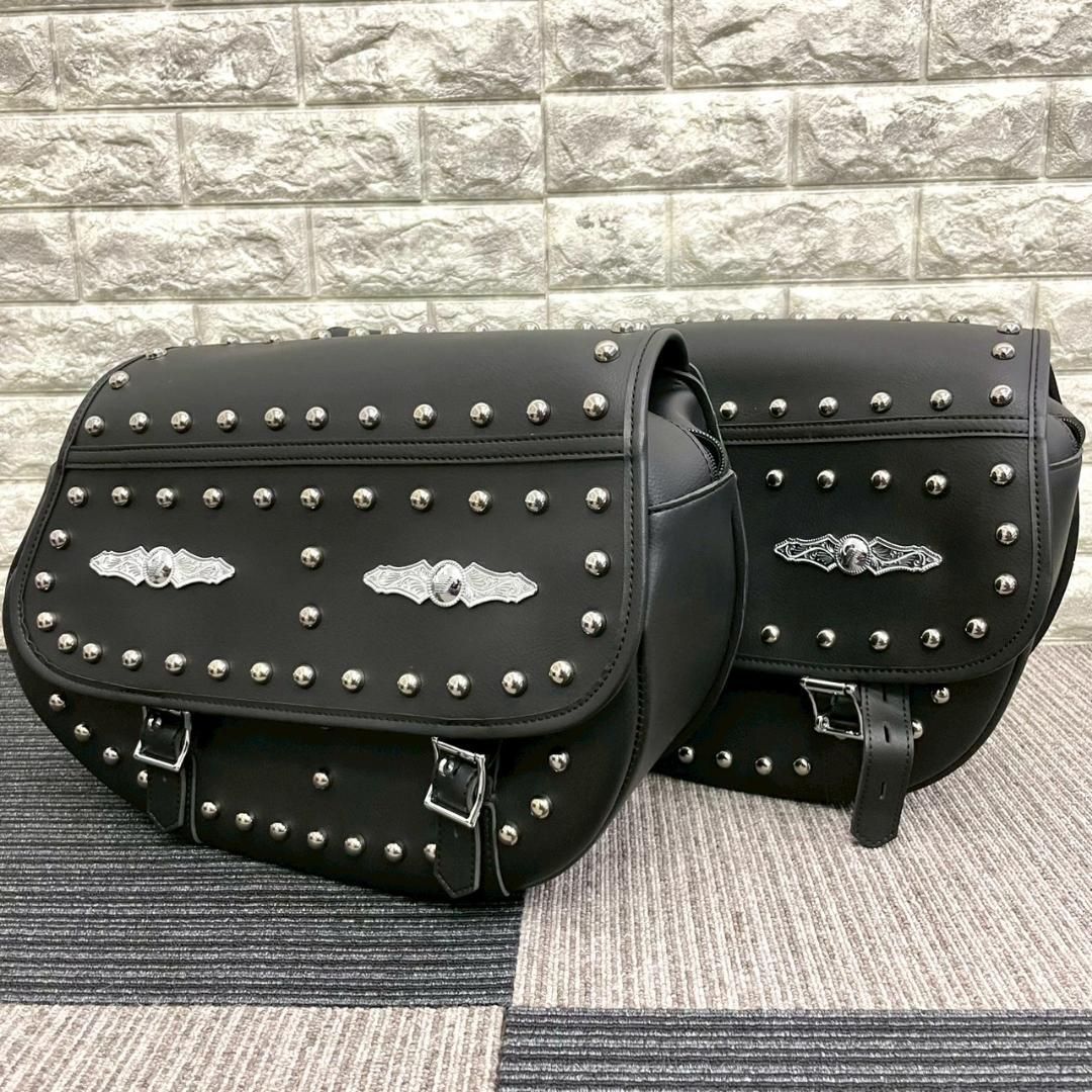 超 ワイズギア デラックス サドルバック スタッズ レザー ブラック