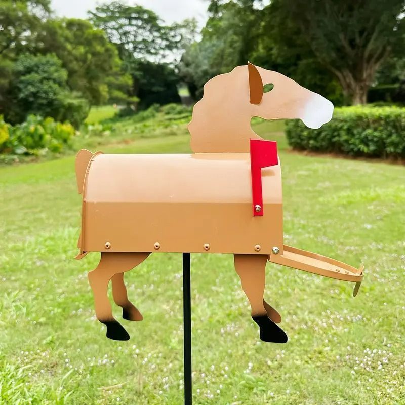 ポスト 馬 郵便受け モダン 耐久性がある 金属製 素朴 ブラウン ヴィンテージ調 かわいい うま アニマル ユニーク ホームデコ ガーデンデコ アイアン xhGX734