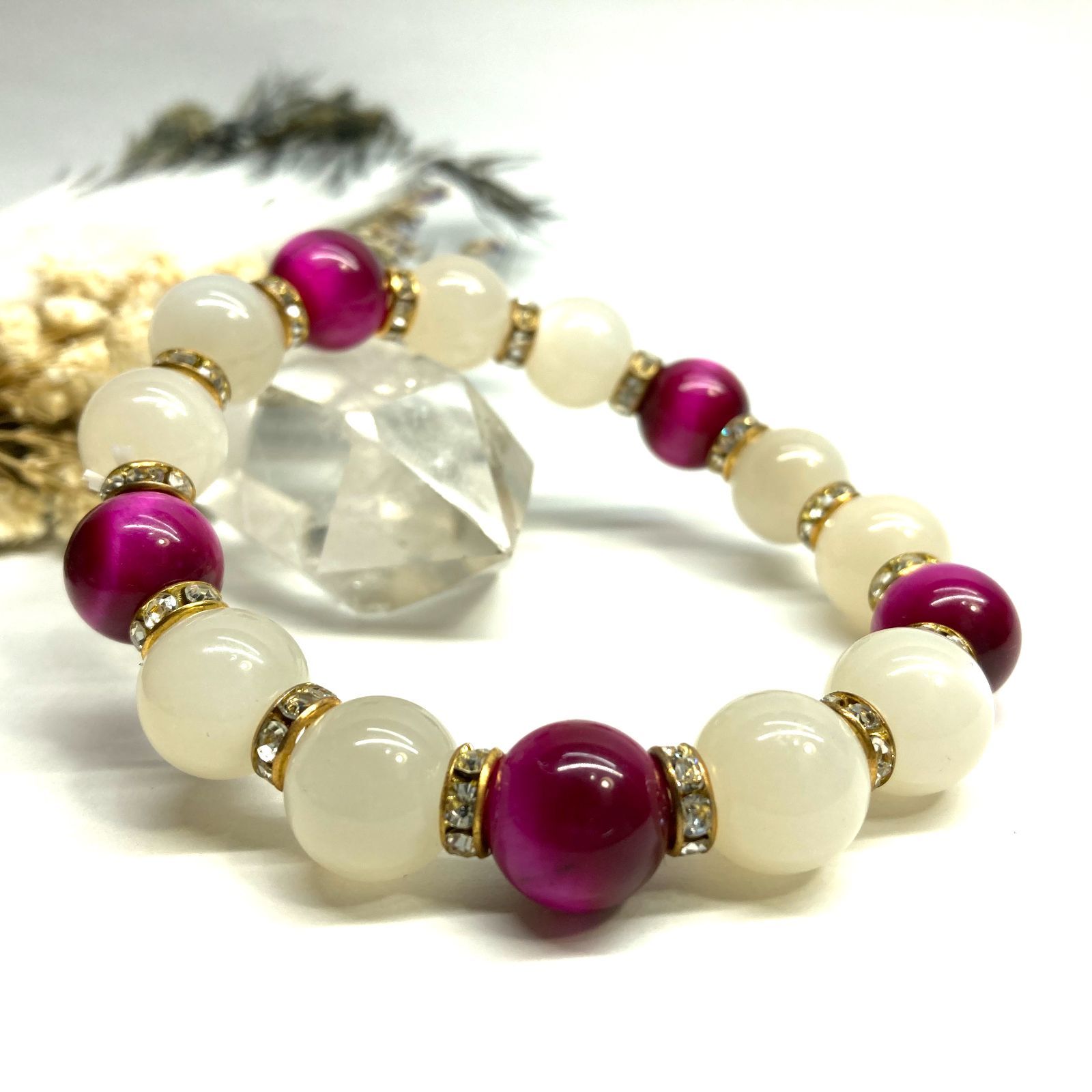 天然石 ミックスブレスレット 12mm 金運 恋愛運 お守り｜ミックス