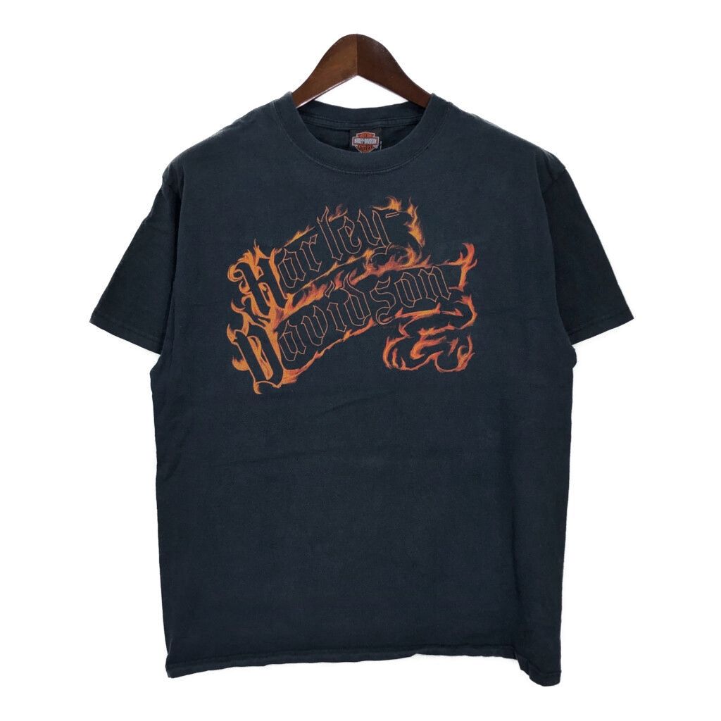 HARLEY DAVIDSON ハーレーダビッドソン 半袖Ｔシャツ モーターサイクル ブラック メンズ L 古着 T9880