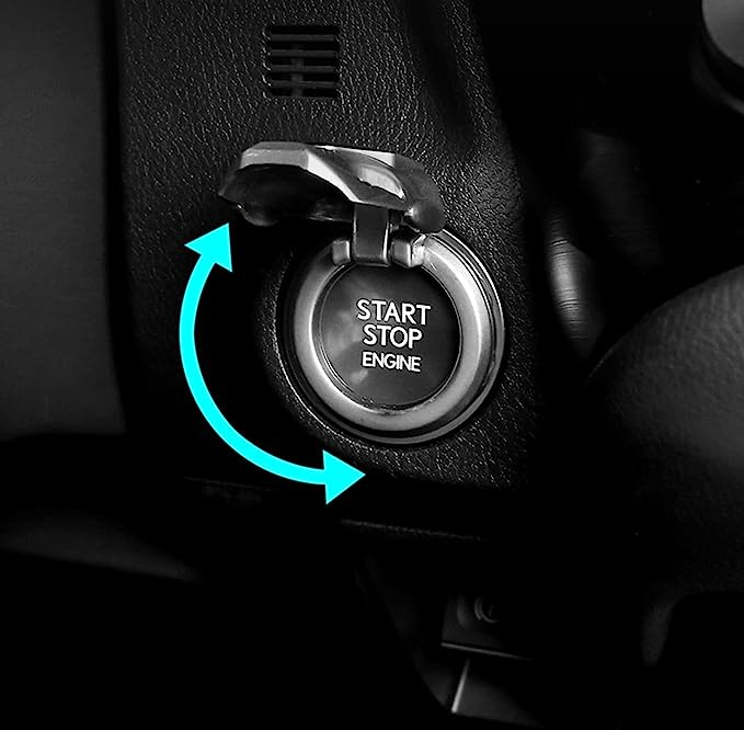 Yoweka 車のエンジンボタンカバー ボタンスイッチ装飾カバー 抗スクラッチ 3D 機械設計 装着簡単 汎用 マンダロマン車の装飾 プッシュ  スイッチ保護アクセサリー (?黒) アクセサリー