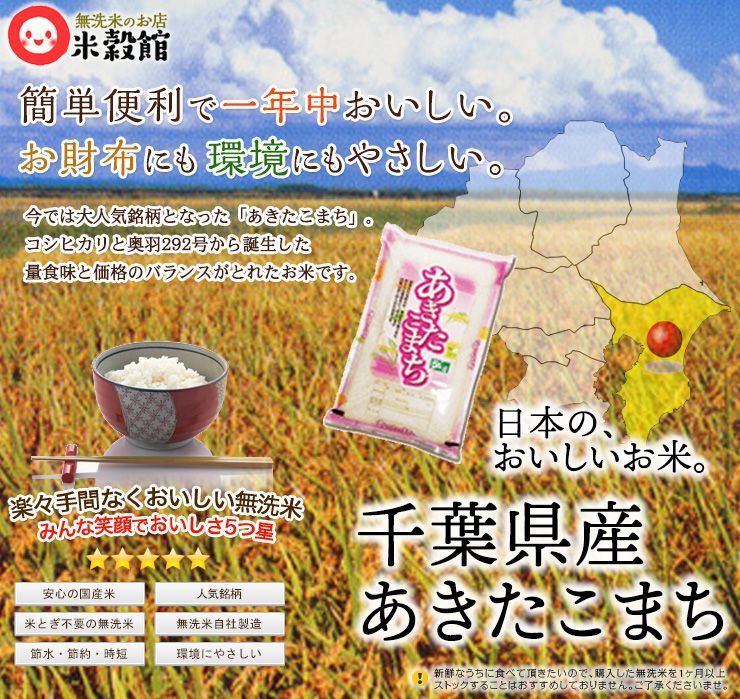 令和6年産 無洗米 10kg あきたこまち 千葉県産 5kg×2 送料無料 秋田小町