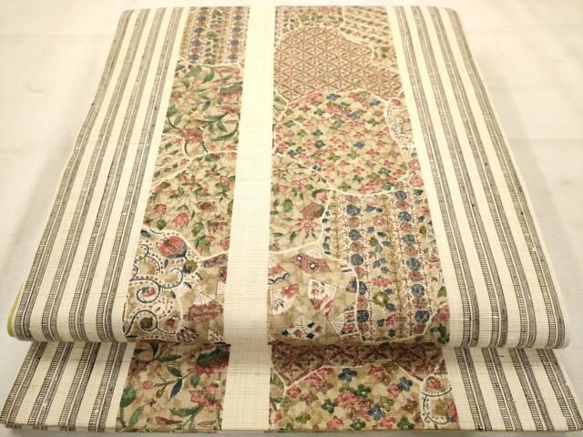 平和屋着物●両面　全通柄袋帯　本泥染　霞文　さが美扱い　正絹　逸品　CAAV6806hy 平和屋着物○両面 全通柄袋帯 本泥染 霞文 さが美扱い