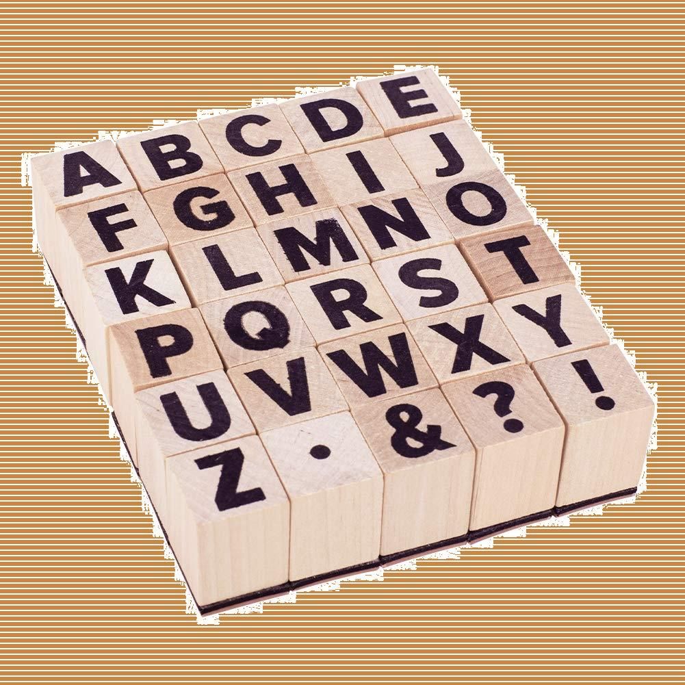 手芸用 シンボルスタンプ スタンプ スタンプ 手紙日記とスクラップブッキング アルファベット 木製 ウッド レター A Z 30個 PandaHall