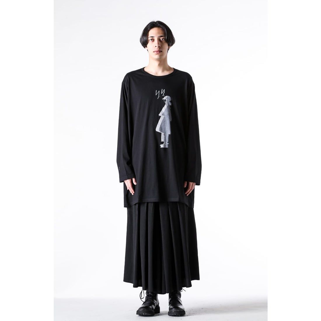 YOHJI YAMAMOTO SINGLE JERSEY PRINT LONG SLEEVE B Tシャツ HP
