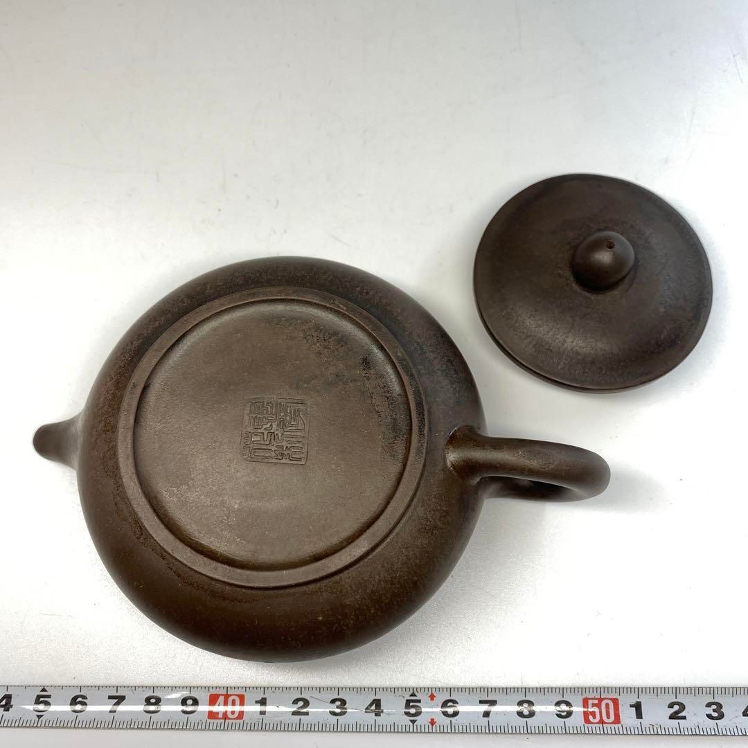 中国古玩　在銘　朱泥急須　横幅約16㎝　東Y6-0530☆2Fトヒチサ 中国古玩 在銘 朱泥急須 横幅約16㎝ 東Y6-0530☆2F