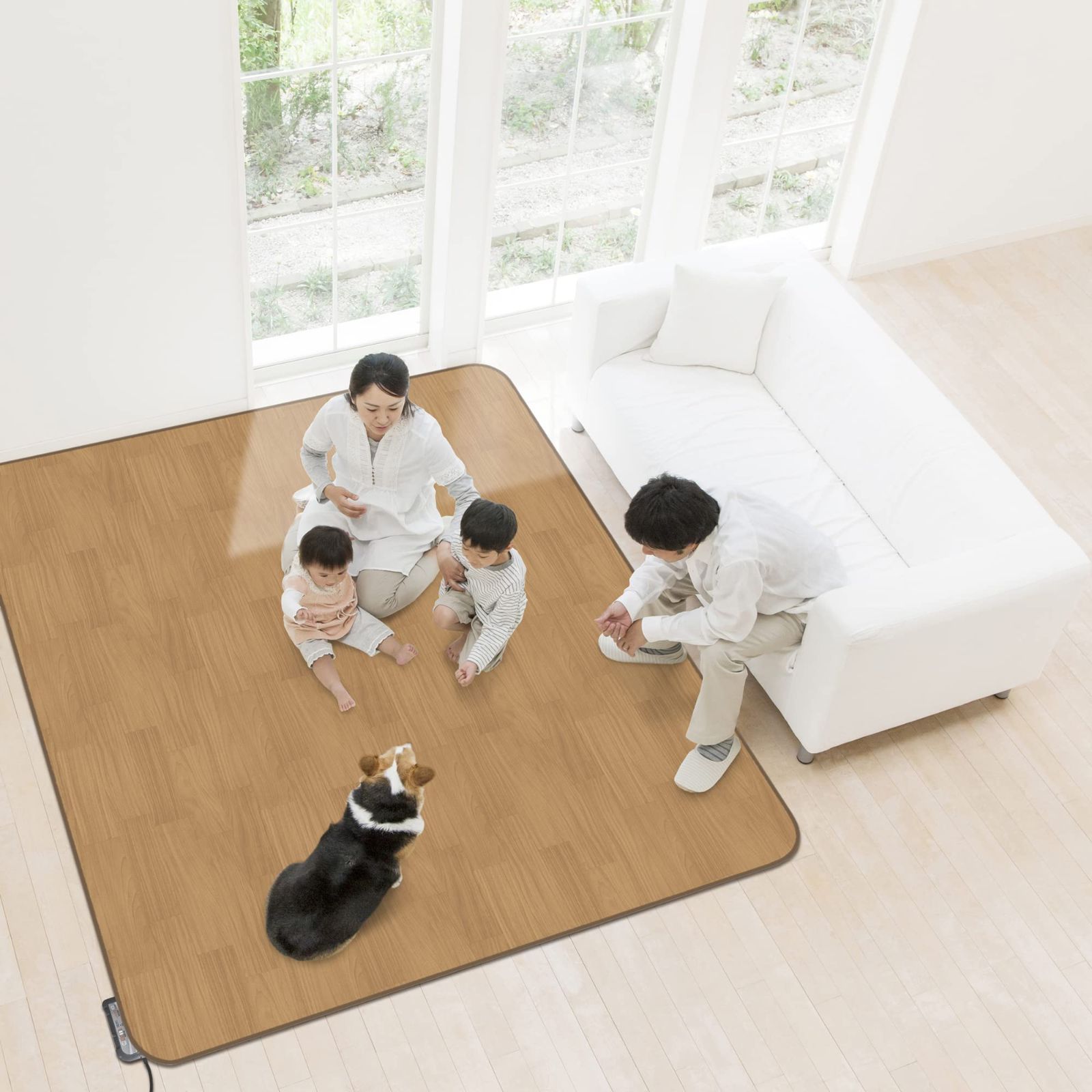 【特価セール】BR(木目) ホットカーペットカバーとしても使える!!防水中敷き AHW-1002 HH 185cm×185cm 明和グラビア 2帖用 ブラウン