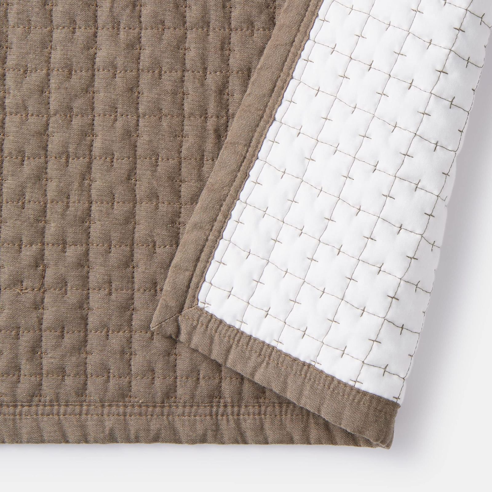 MUJI 無印良品 洗いざらしの綿キルティングラグ ブラウン 195×195cm