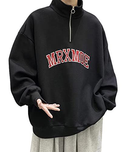 スウェットシャツ　メンズ　韓国　ゆったり　ブラック