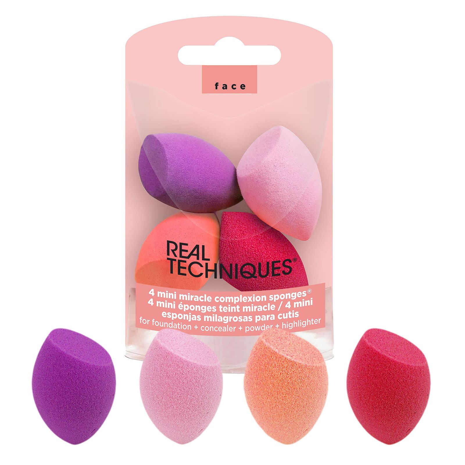 Real Techniques ミニ ミラクル コンプレクション スポンジ メイクアップ ブレンダー ビューティー スポンジ (4個入り2パック 合計8個) 
