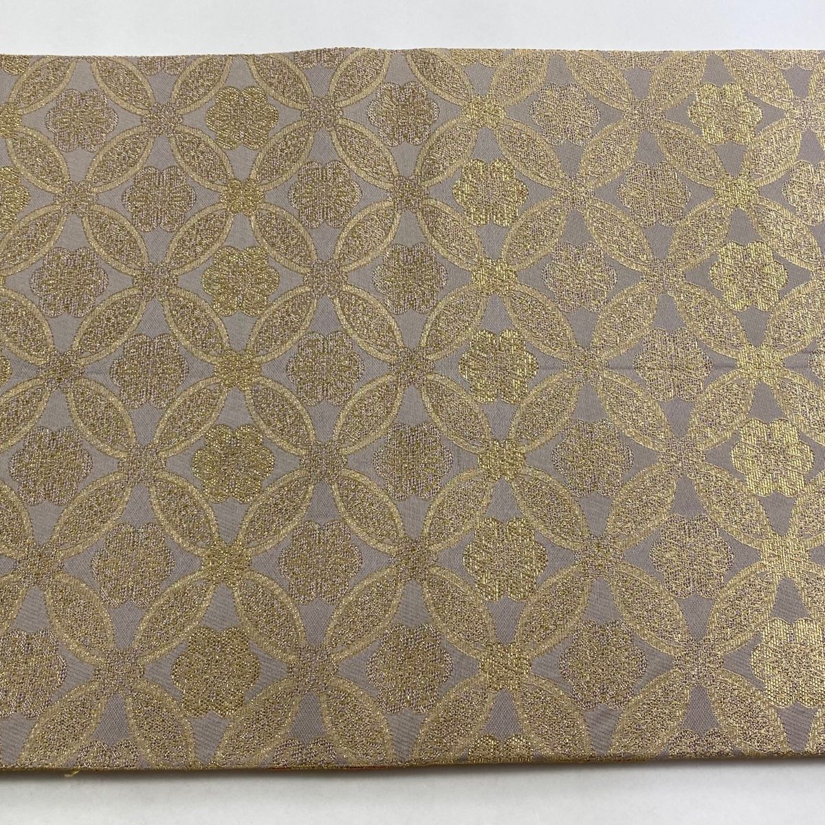 袋帯 美品 名品 ヱ霞 花鳥 輪奈織 金糸 オレンジ お太鼓柄 正絹