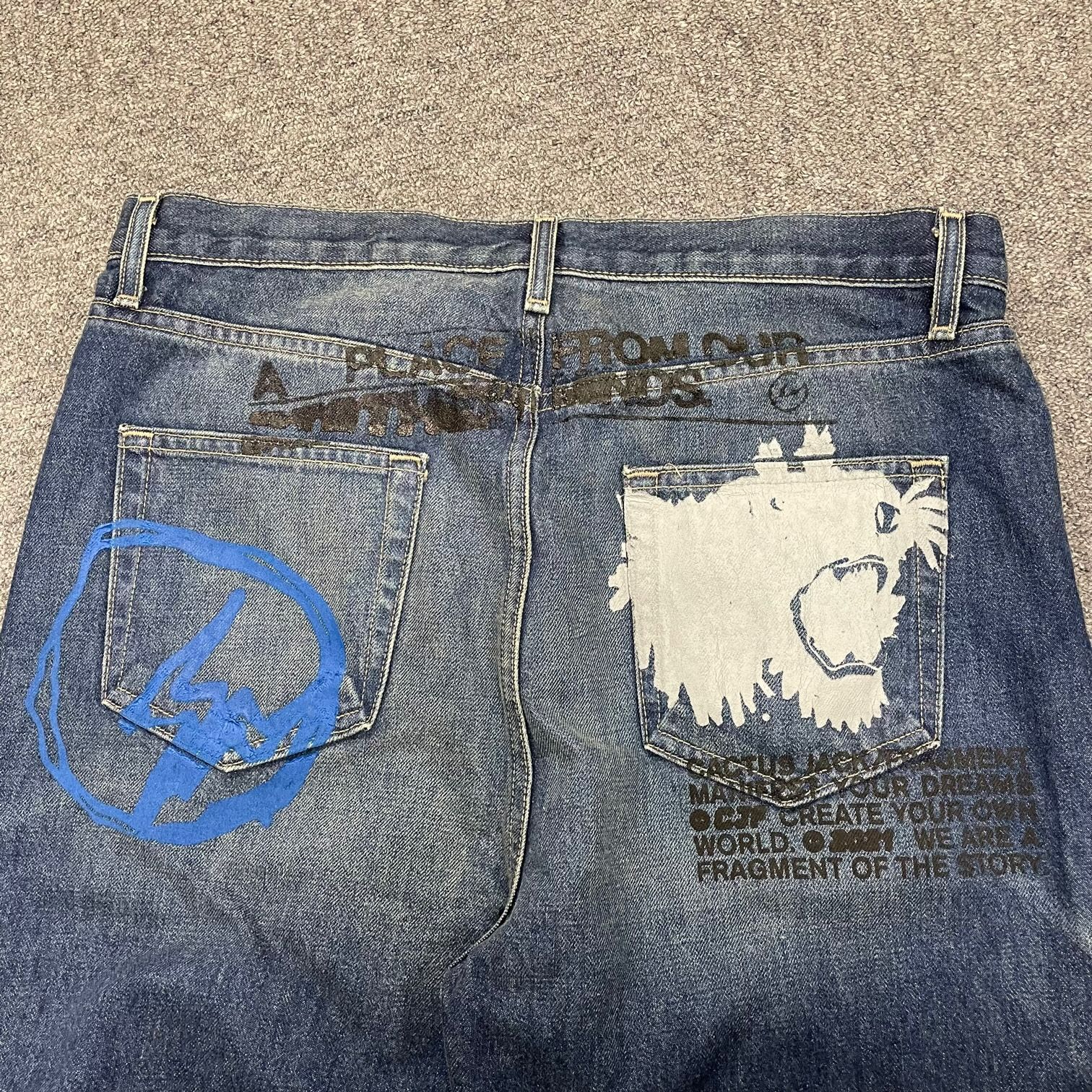 Travis Scott CACTUS JACK FRAGMENT FROM OUR MINDS DENIM PANT コラボ ペイント デニムパンツ  トラヴィススコット カクタスジャック フラグメント 34 26168A