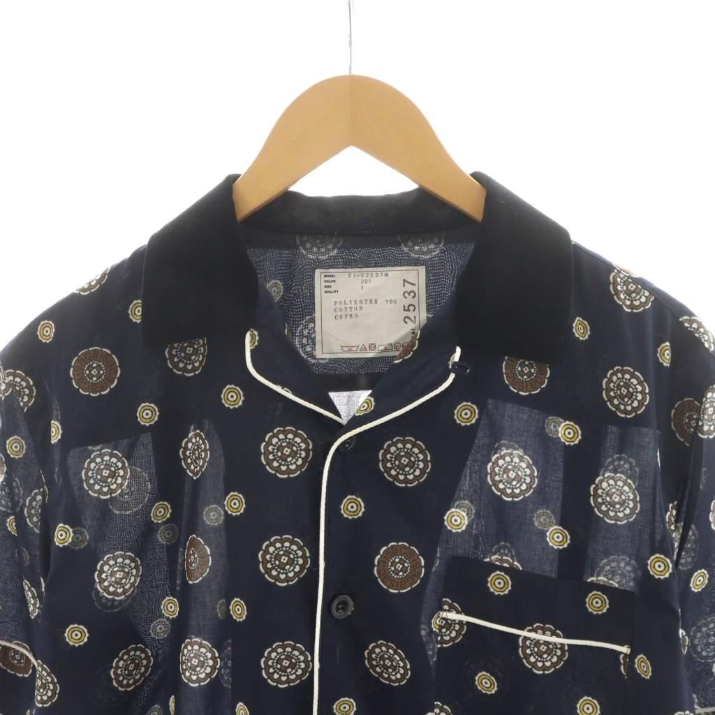 サカイ sacai 21ss Komon Print Shirt シャツ 半袖 総柄 1 紺
