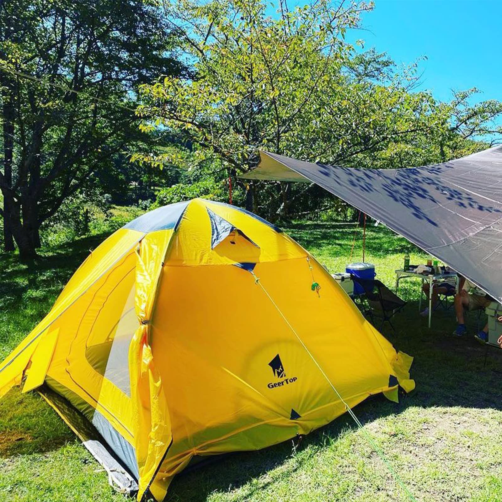 GEERTOP テント 4-6人用 大型 グリーン 防災 アウトドア 秋キャンプ