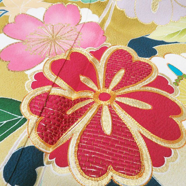 振袖　金駒刺繍　花模様　牡丹　桜　晴れの日　成人式　卒業式　着物　072w d 楽天市場】【お仕立て付き】着物 振袖 型染め京友禅 金駒刺繍 桜