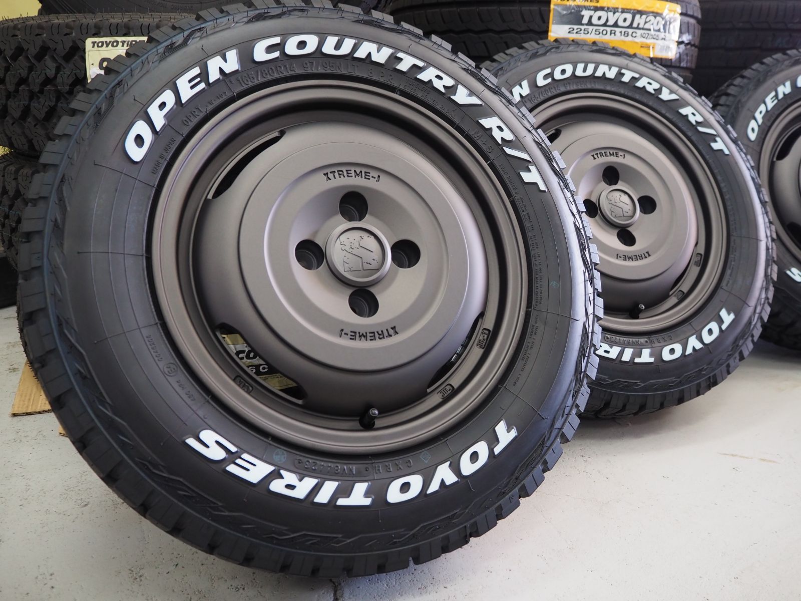 MLJ XTREME-J RUGGED 14x5 +35 4-100 ホワイト/ポリッシュ TOYO OPEN COUNTRY R/T  165/80R14 プロボックス サクシード リフトアップ - タイヤ、ホイール