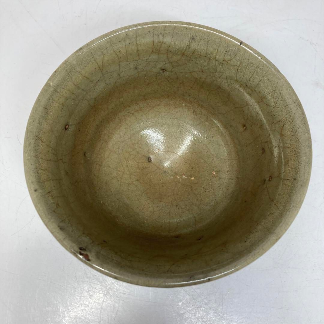 古代　李朝　青磁　茶碗　木箱付　幅約15.3㎝　東さ5-1204① 古代 人気 李朝 青磁 茶碗 木箱付 幅約15.3㎝ 東さ5-1204①