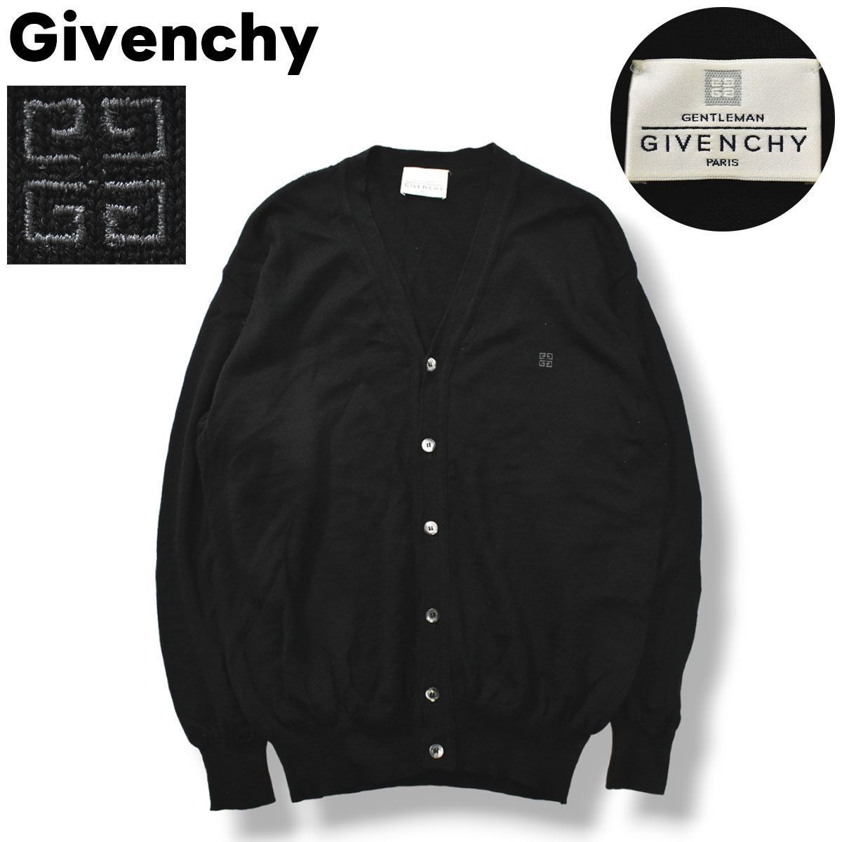 ジバンシー GIVENCHY ニット Vネック カーディガン 48 ブラック - メルカリ