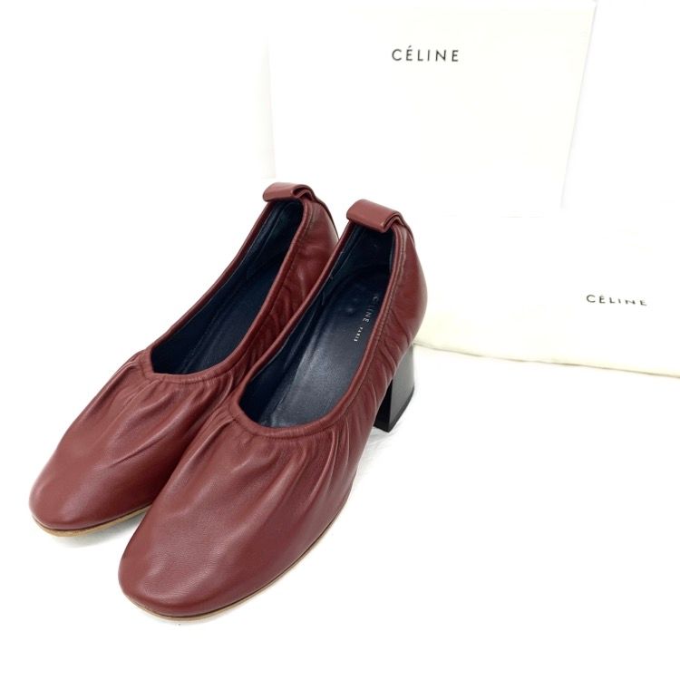 セリーヌ　ソフトバレリーナ パンプス チャンキーヒール CELINE（セリーヌ） ソフトバレリーナ パンプス ラムスキン バレエ