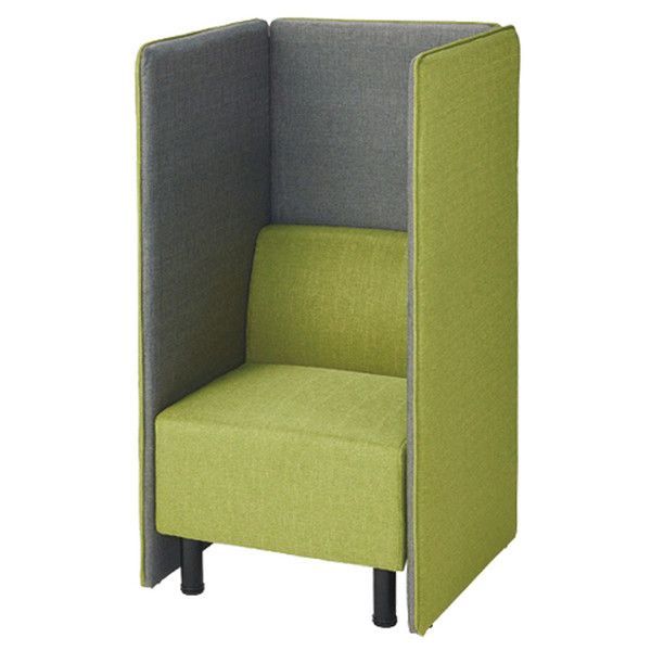パーソナルブース 応接用ソファ 1人用 要組立 エランサ ライオン事務器 グリーン