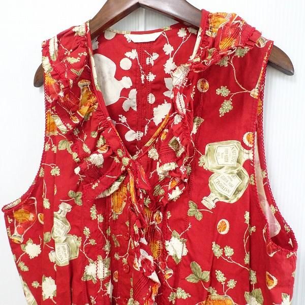 spc ピンクハウス PINKHOUSE ベスト ジレ シャツ ブラウス 赤 花柄