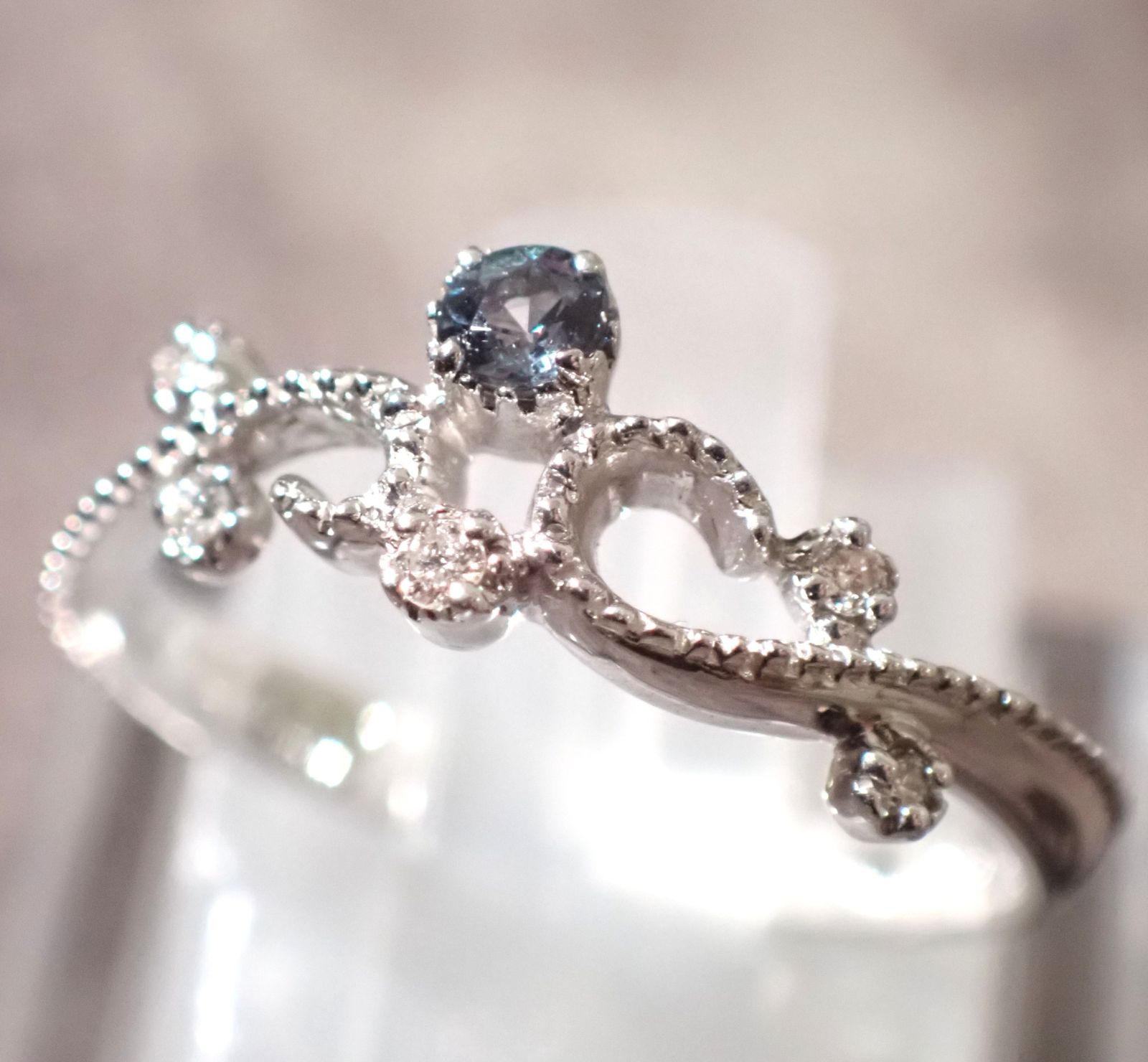 リング K18WG アレキサンドライト0.22ct ダイヤ0.14ct 11号 リング K18WG アレキサンドライト0.22ct ダイヤ0.14ct 11号