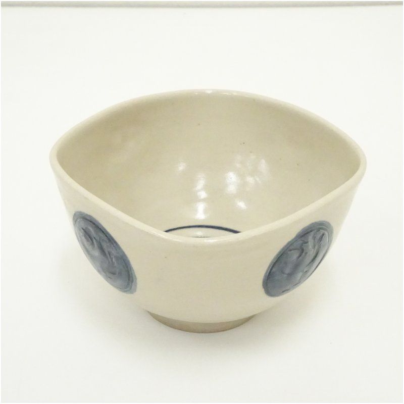 聚楽窯 川原林貞一郎 簣山 造 鳳凰文四方茶碗 共箱 茶道 抹茶 おしゃれ 抹茶茶碗 抹茶碗 和食器 レトロ 茶器 骨董 茶わん 茶会 茶の湯