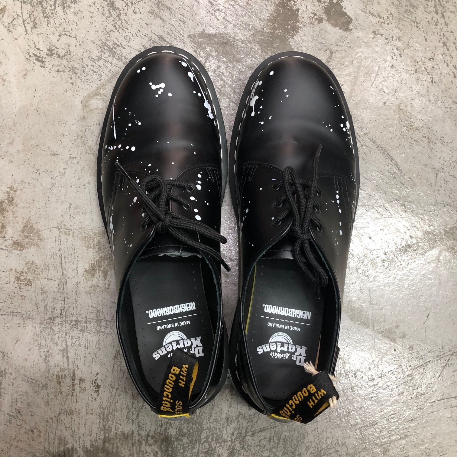 NEIGHBORHOOD Dr.Martens NHDM. 3 Eye CL-SHOES 27593922　コラボ ペイント レザー シューズ 短靴 ネイバーフッド ドクターマーチン 29cm 64367A1