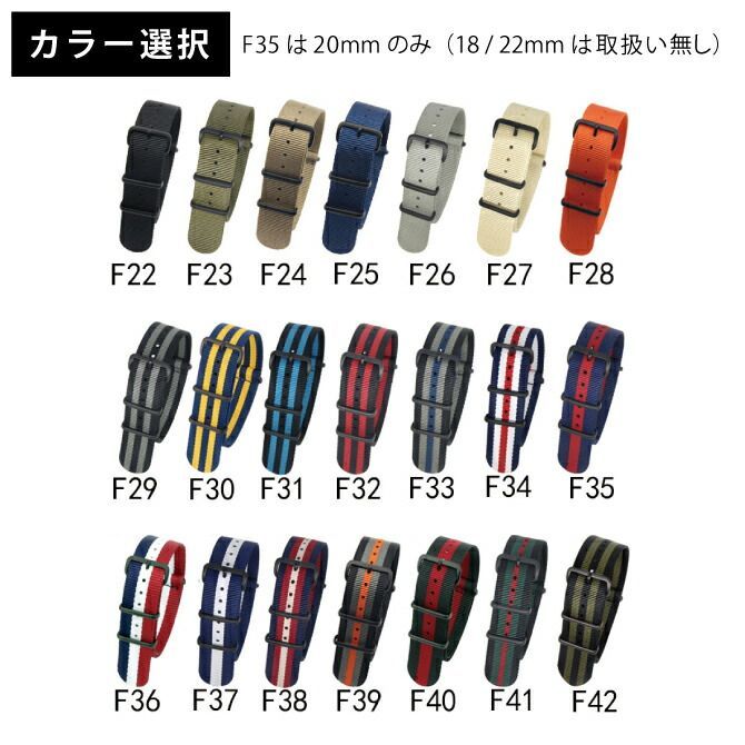 20mm/F39 ブラック×グレー×オレンジ]NATO ベルト 20mm NATO バンド