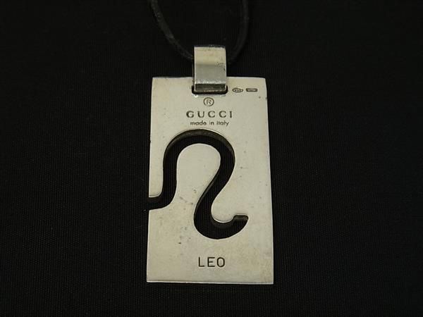 1円 □美品□ GUCCI グッチ LEO SV925×レザー 獅子座 プレート