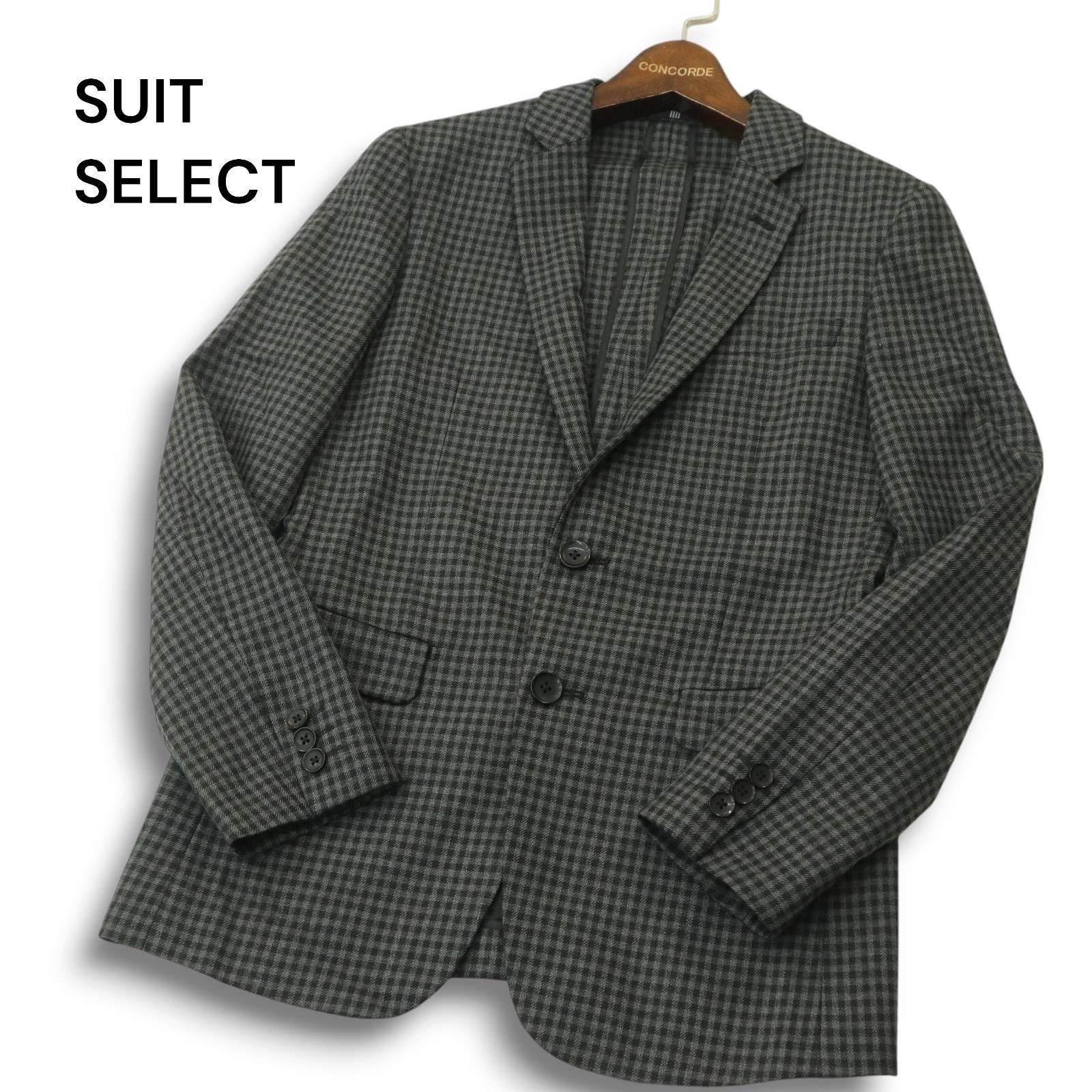 美品】SUIT SELECT スーツセレクト 通年☆ ウール チェック テーラード