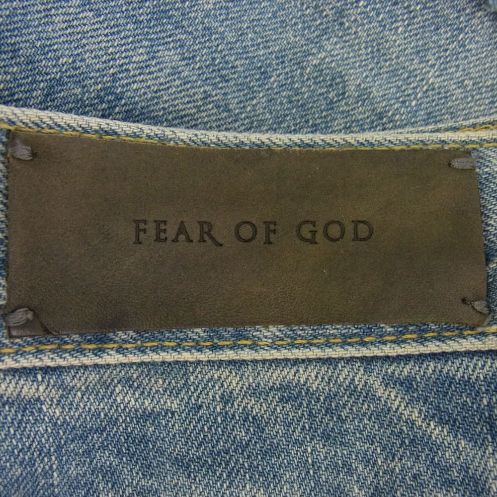 FEAR OF GOD フィアオブゴッド デニムパンツ FOURTH COLLECTION 4th コレクション SELVEDGE DENIM VINTAGE INDIGO JEAN クラッシュ ダメージ加工 裾ジップ セルビッチ デニム中古】