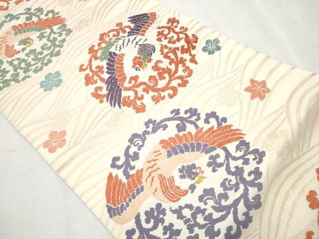 平和屋着物○六通柄袋帯 唐織 草木染 鳳凰花唐草文 金糸 正絹
