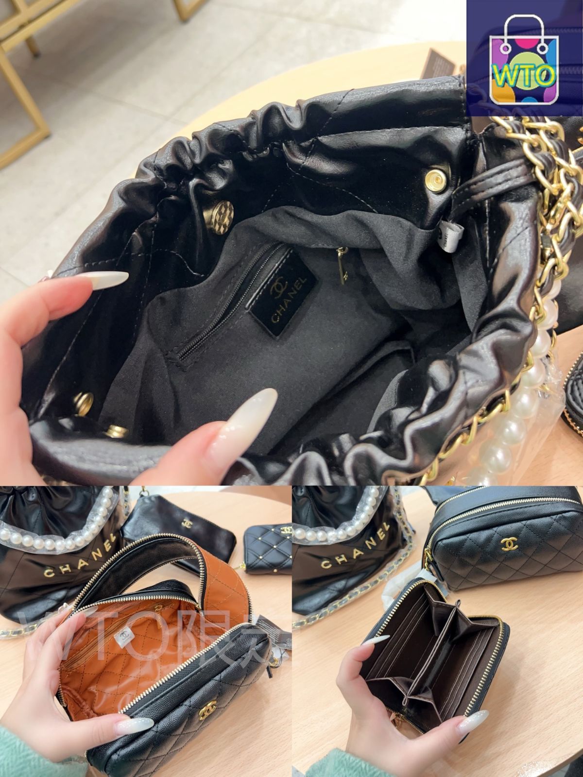 TOP New 2025 高品質3点セット - Chanel パールトラッシュバッグ 化粧ポーチ 財布 特別割引