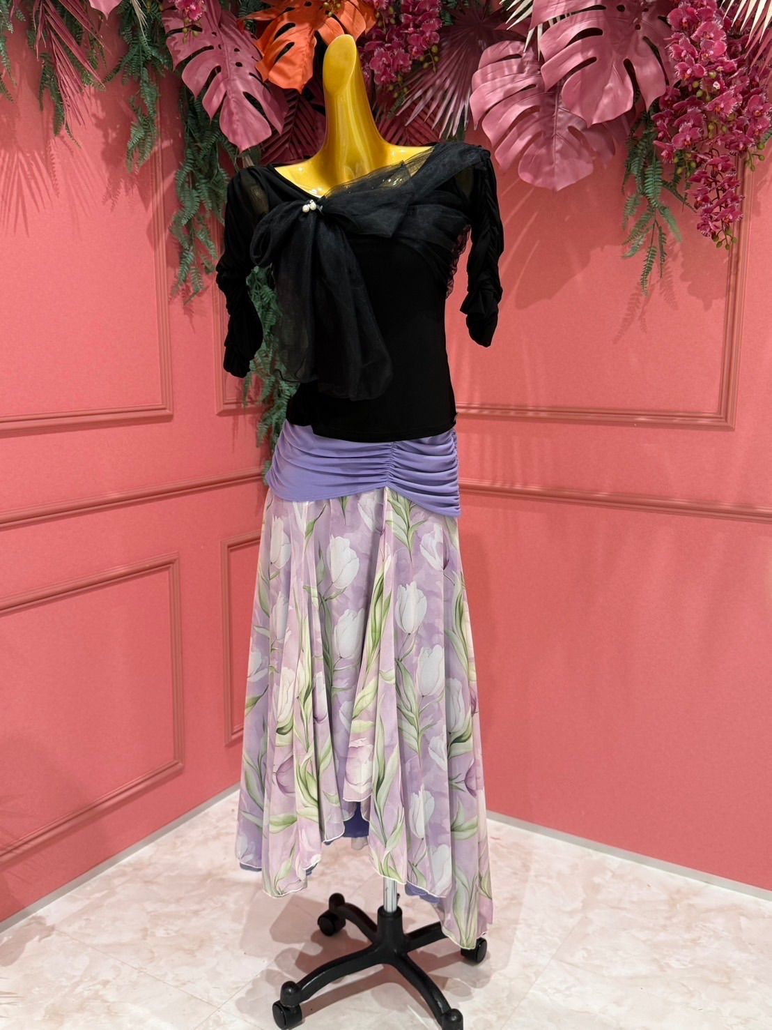 【ジャンティ】　スカート　パープル　Sサイズ【新品未使用】【タグ付き】 社交ダンス gentil ジャンティ authentic チューリップ パープル 紫 花