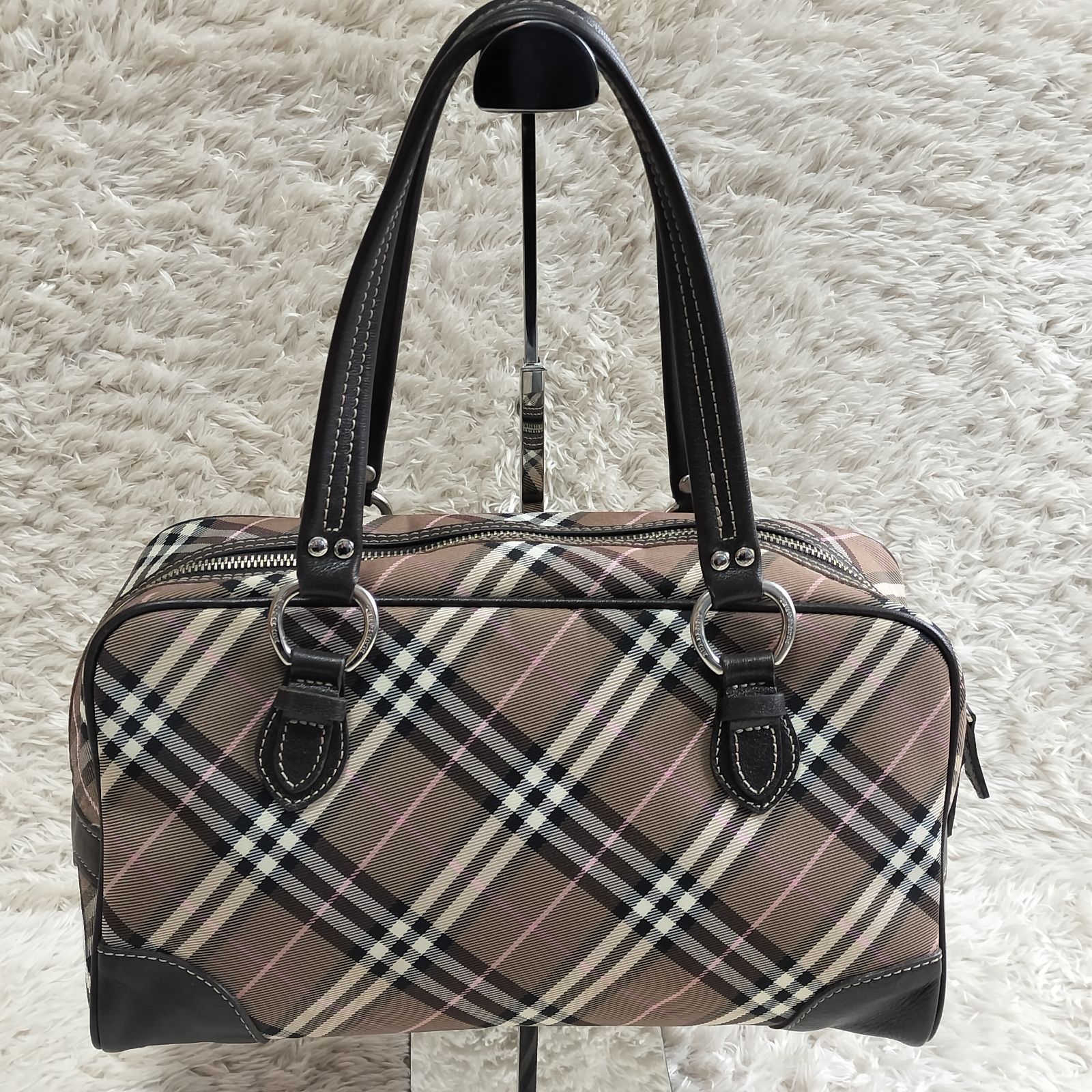 BURBERRY BLUE LABELブラックノバチェックミニボストンバッグ BURBERRY BLACK LABEL デニム ノバチェック ミニボストン バーバリー