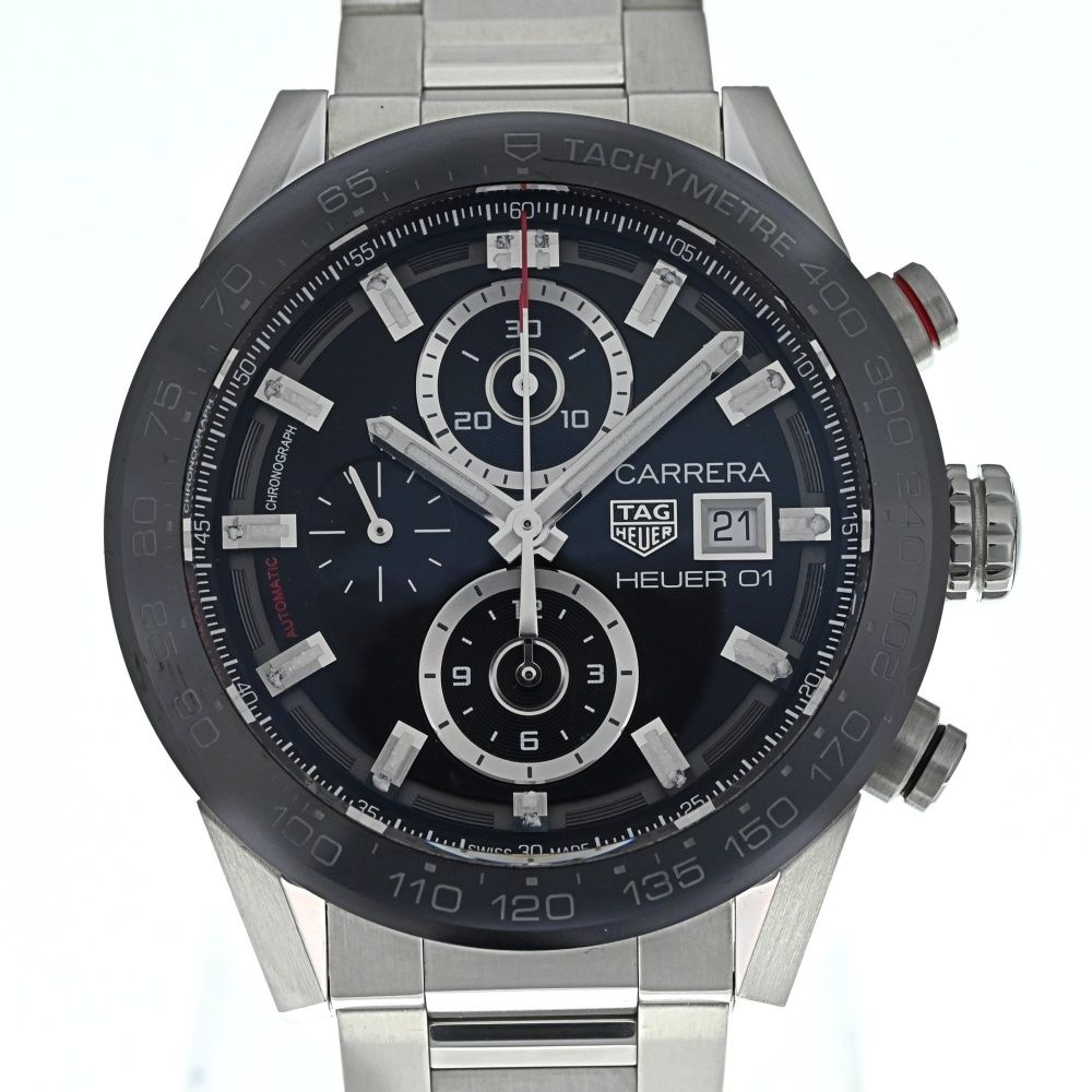 タグホイヤー TAG HEUER CAR201Z.BA0714 カレラ ホイヤー01 クロノグラフ デイト 自動巻き メンズ良品箱付き K#133828
