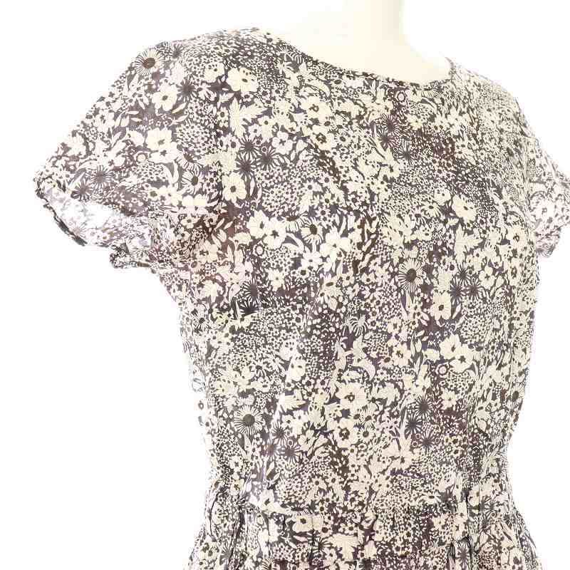AMACA アマカ　Aライン　総柄　半袖ワンピース 38 セール】 【WEB・一部店舗限定】【ATELIER COLLECTION】コットン