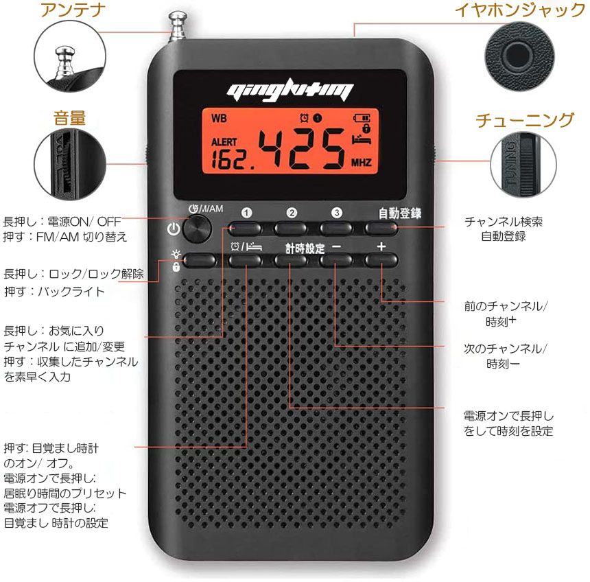 ラジオ 防災 小型 おしゃれ ポータブルラジオ ポケットラジオ AM