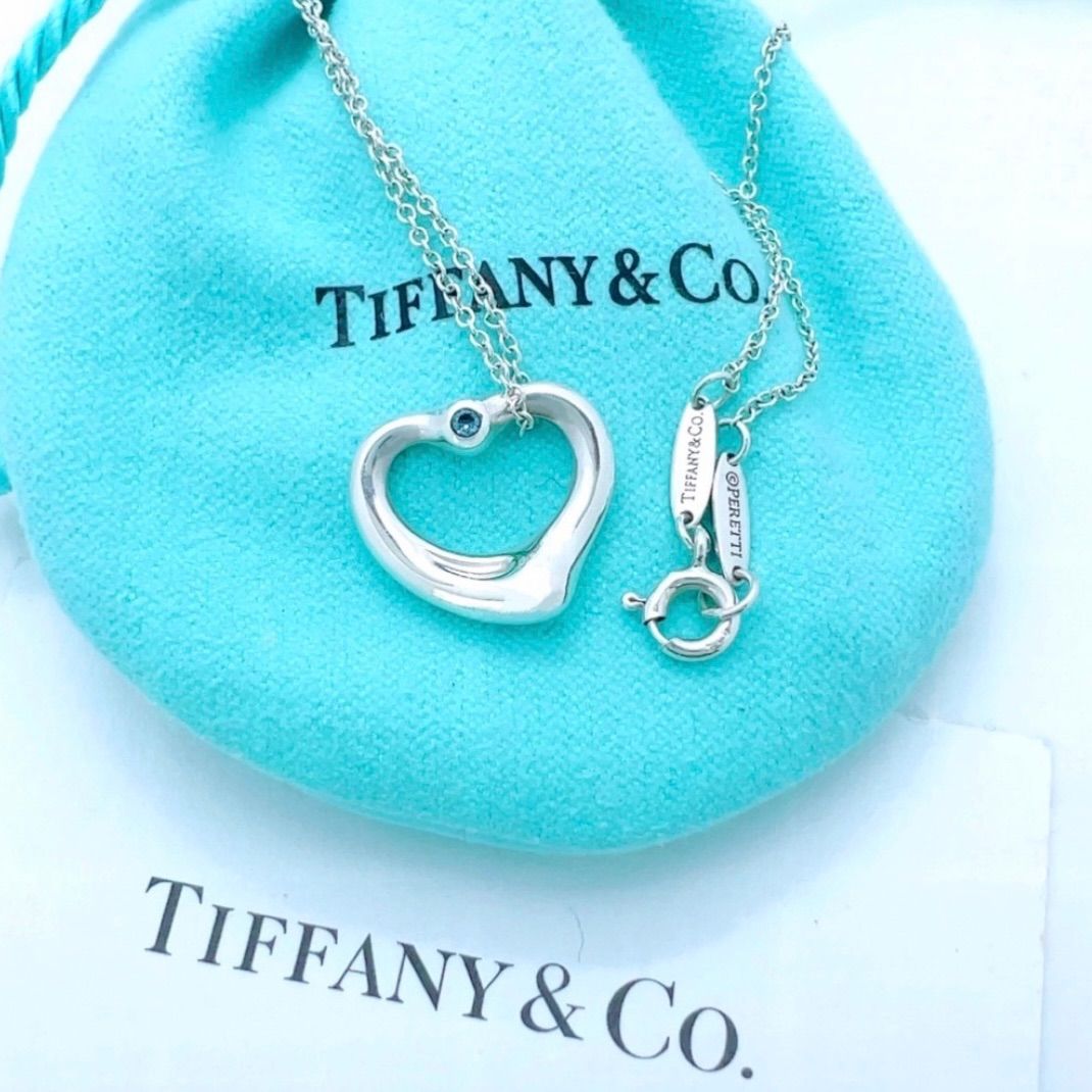 tiffanyオープンハート1Pアクアマリンネックレス 【公式通販】